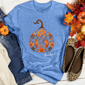 Flower Pattern Pumpkin Heathered Tee