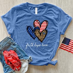 Faith Hope Love Pattern Hearts Heathered Tee