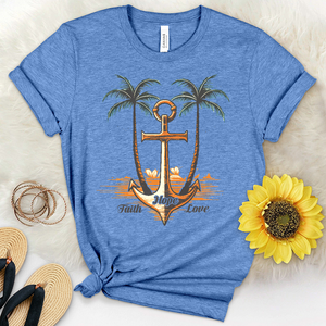 Faith Hope Love Anchor Palms Heathered Tee