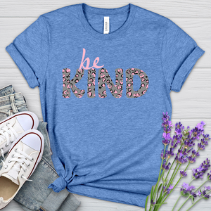 Be Kind Pink Leopard Print Heathered Tee