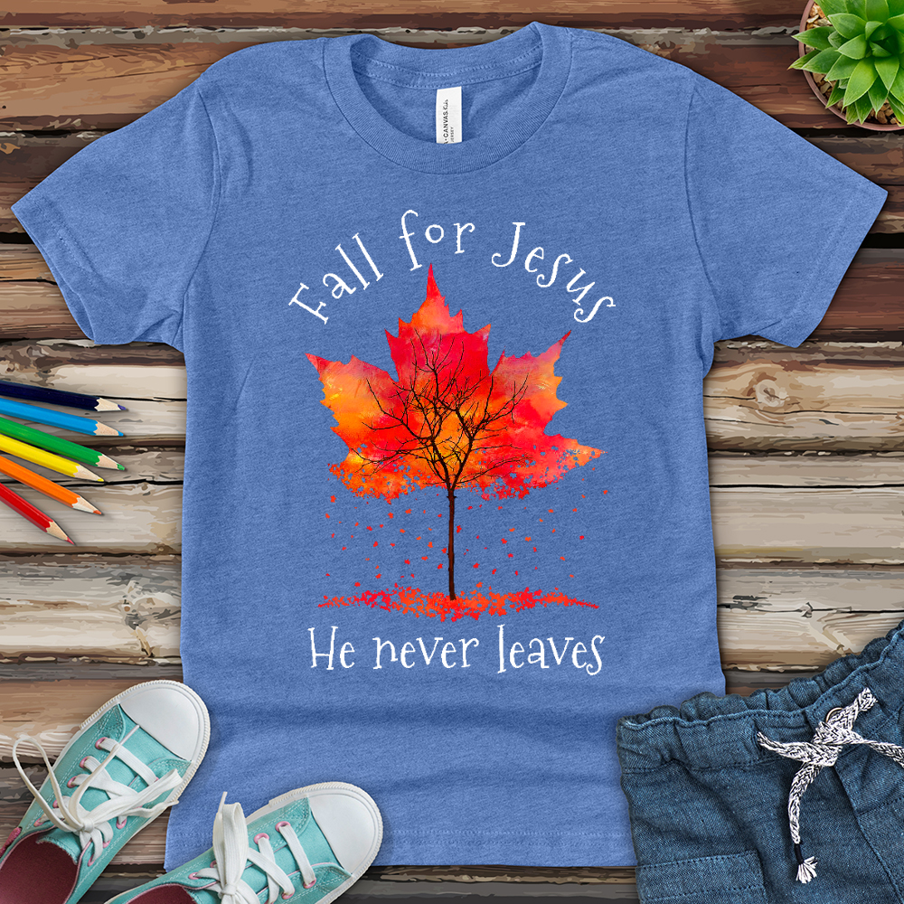 Fall For Jesus Falling Leaves Youth Heathered Tee