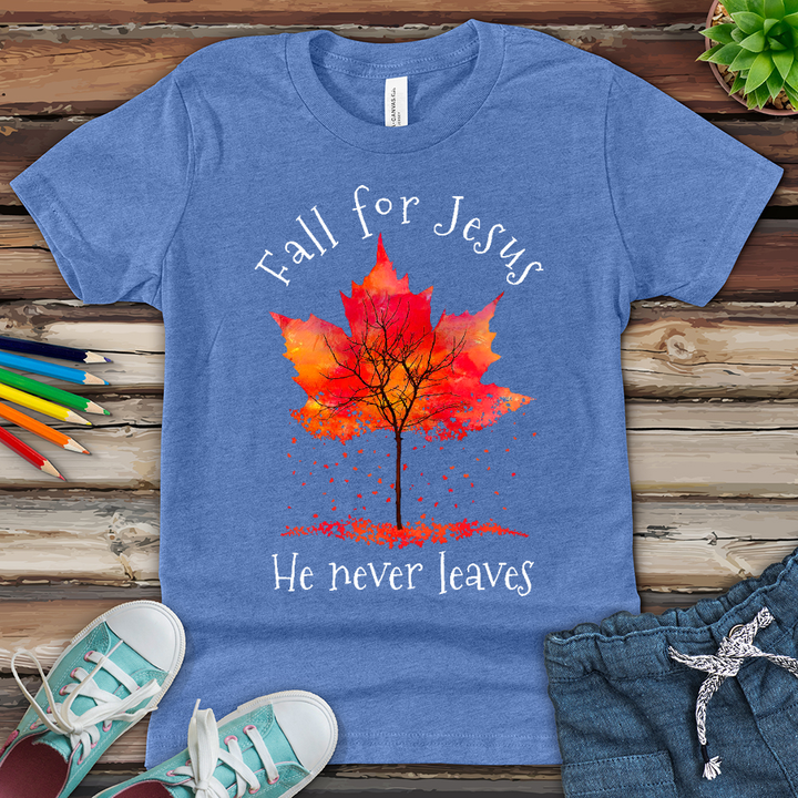 Fall For Jesus Falling Leaves Youth Heathered Tee