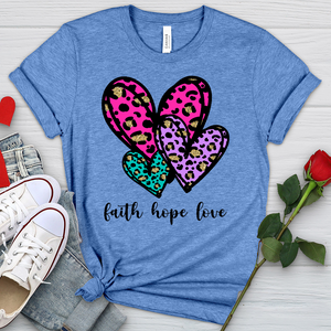 Faith Hope Love Coloful Leopard Heathered Tee