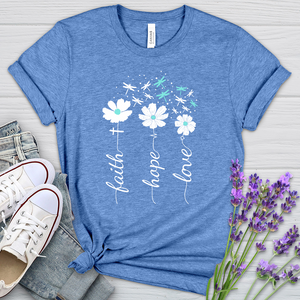 Faith Hope Love Dragonfly Floral Heathered Tee