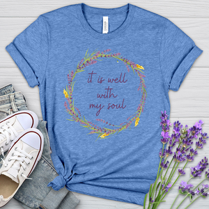 It Is Well Lavender Wreath Heathered Tee