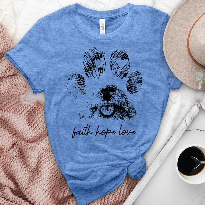 Faith Paw Print Face Heathered Tee