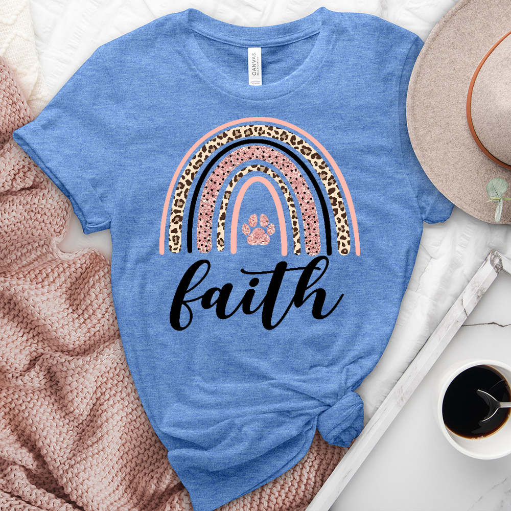 Pink Leopard Faith Rainbow Heathered Tee