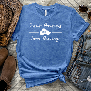 Jesus Praising Farm Raising Heathered Tee