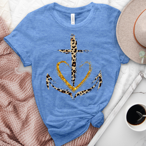 Leopard anchor heart heathered tee