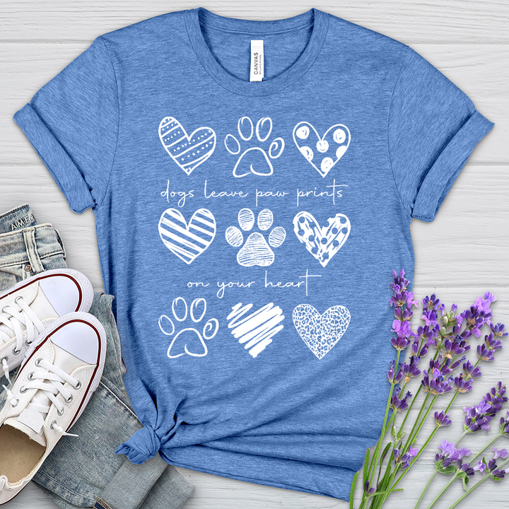 Dogs Leave Paw Prints Heathered Tee
