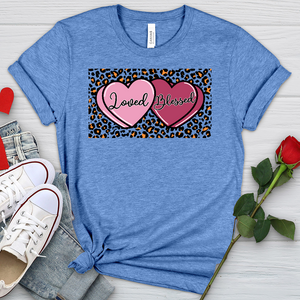 Loved Blessed Pink Hearts Heathered Tee