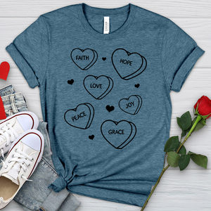 Inspirational Candy Hearts Heathered Tee