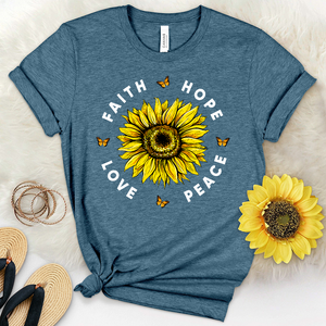 Faith Hope Love Peace Heathered Tee