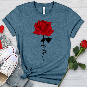 Red Faith Rose Heathered Tee