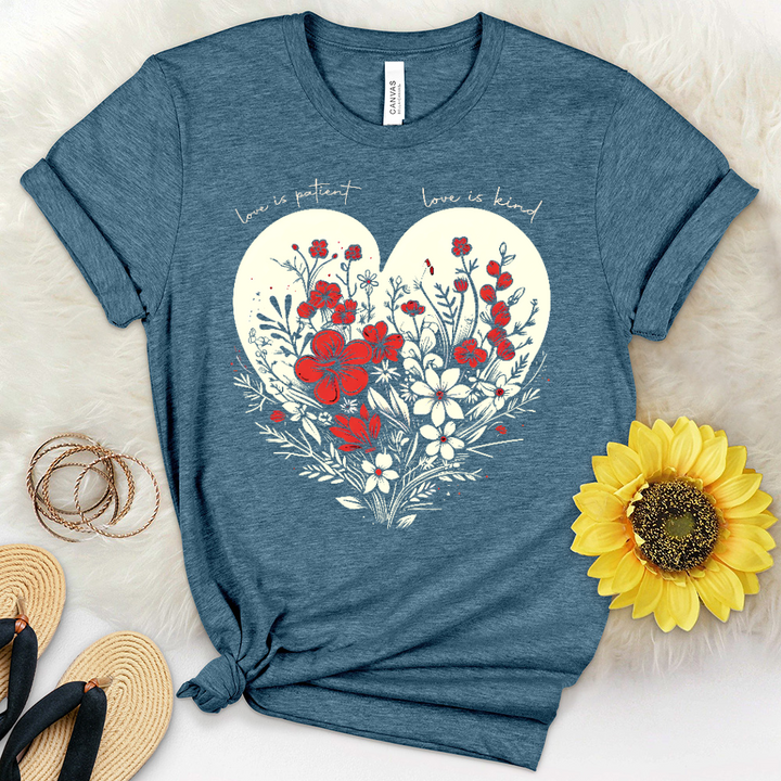 Faith Red Floral Heart Heathered Tee