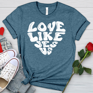 Love Like Jesus White Heathered Tee