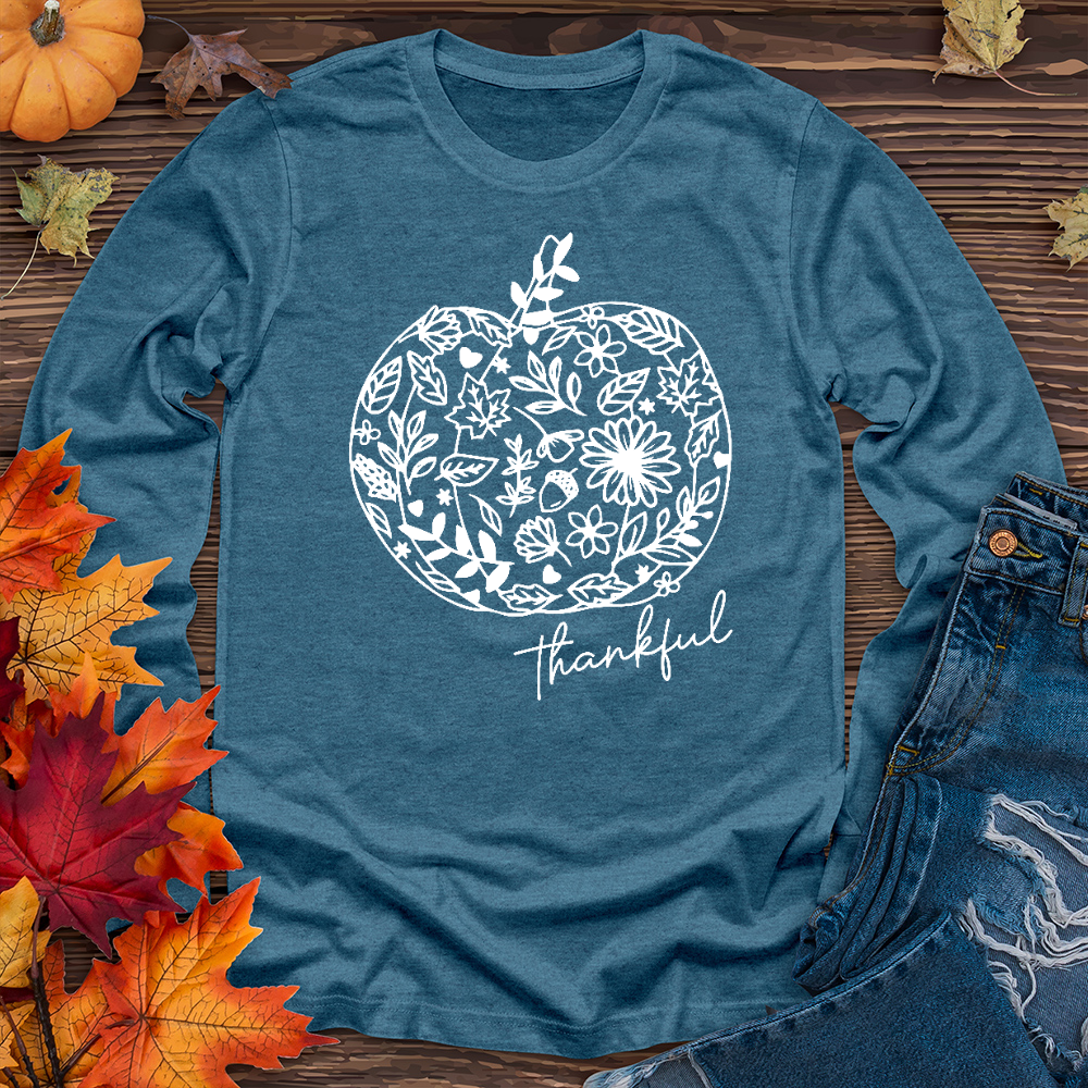 Thankful Flower Pumpkin Long Sleeve Tee