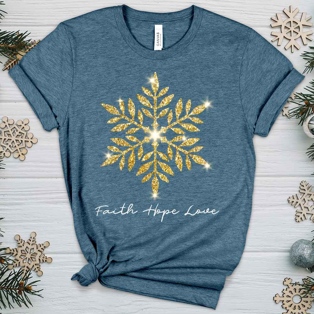 Gold Snowflake Shimmer Heathered Tee