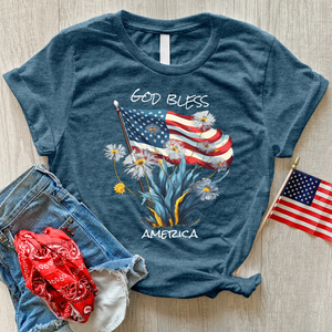 God Bless America Dandelions Heathered Tee