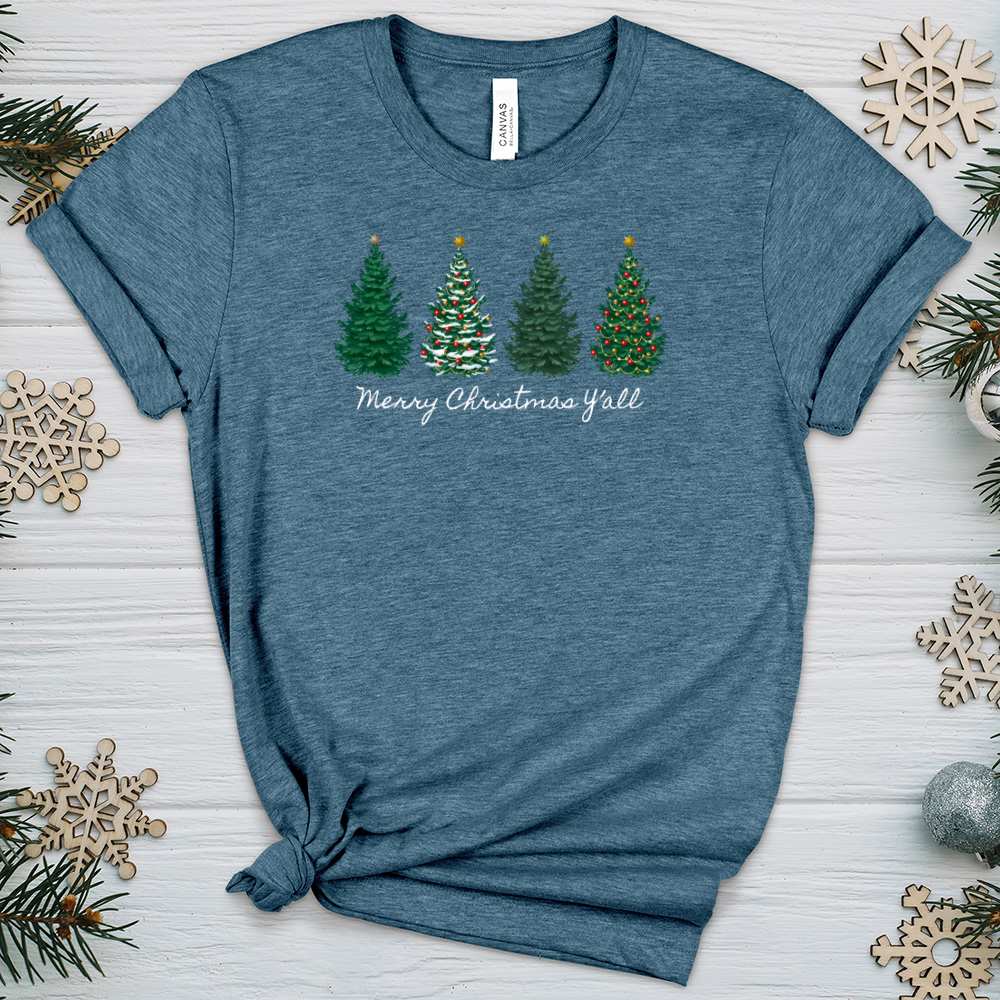 Merry Christmas Y'all Pines Heathered Tee