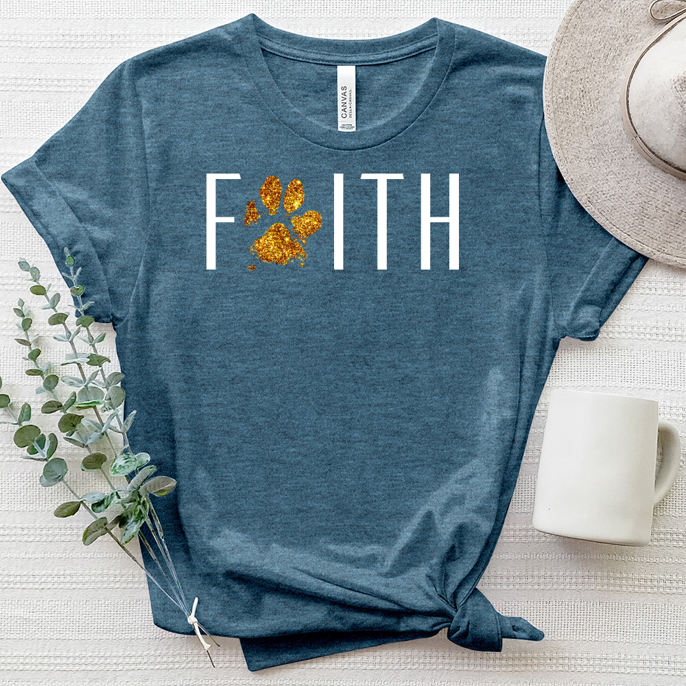 Faith Letters Paw Print Heathered Tee