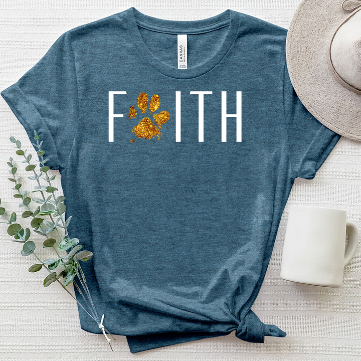 Faith Letters Paw Print Heathered Tee