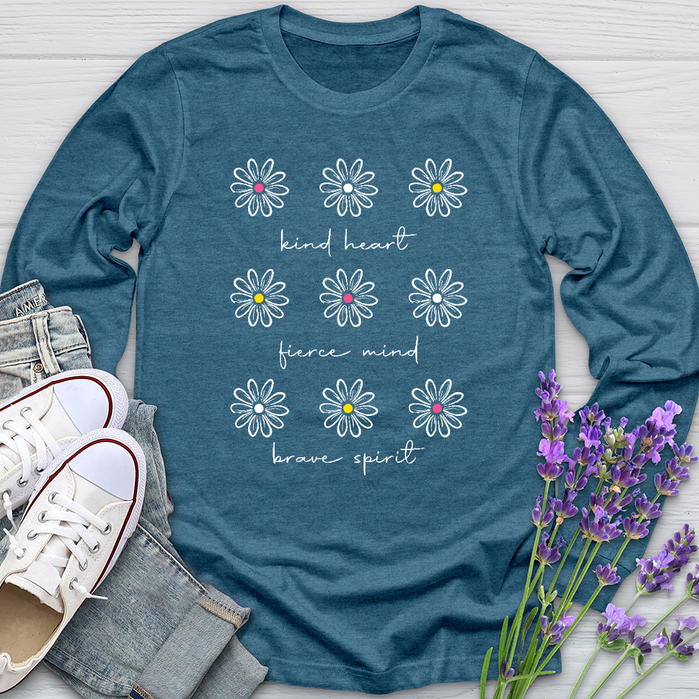Kind Heart White Daisies Long Sleeve Tee