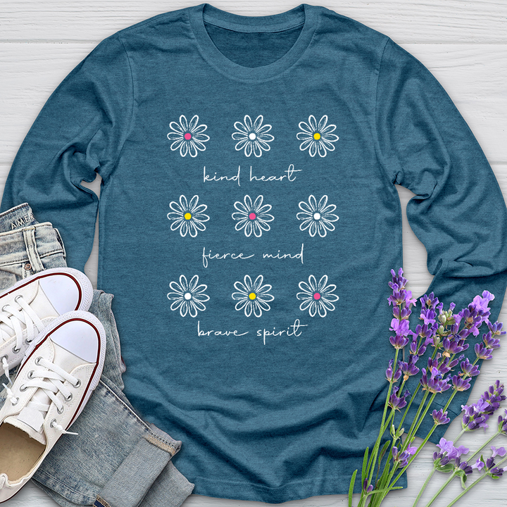 Kind Heart White Daisies Long Sleeve Tee