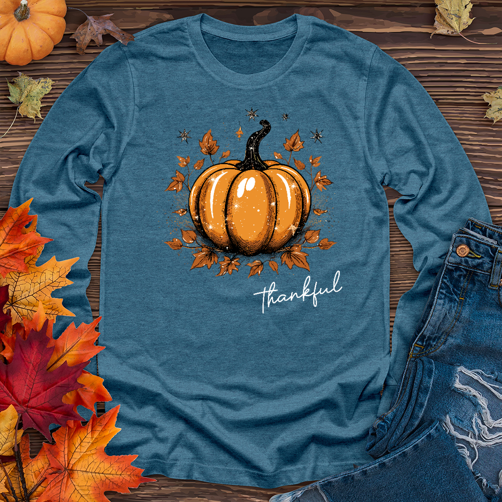 Sparkling Thankful Pumpkin Long Sleeve Tee