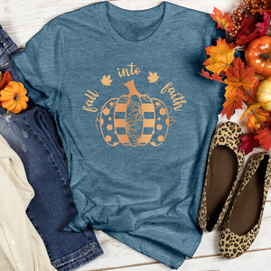 Fall Into Faith Spotted Pumpkin Heathered Tee