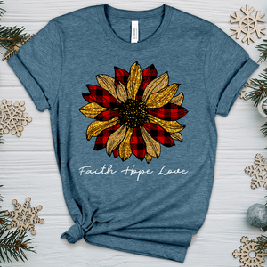 Christmas Patterned Flower Heathered Tee