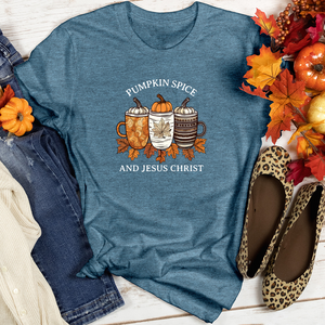 Vintage Pumpkin Spice Trio Coffee Cups Heathered Tee