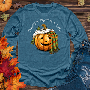 Thankful Grateful Blessed Happy Pumpkin Long Sleeve Tee