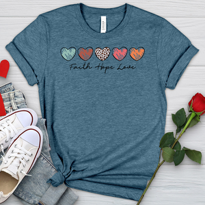 Faith Hope Love Mini Hearts Heathered Tee