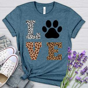 Love Leopard Paw Print Heathered Tee