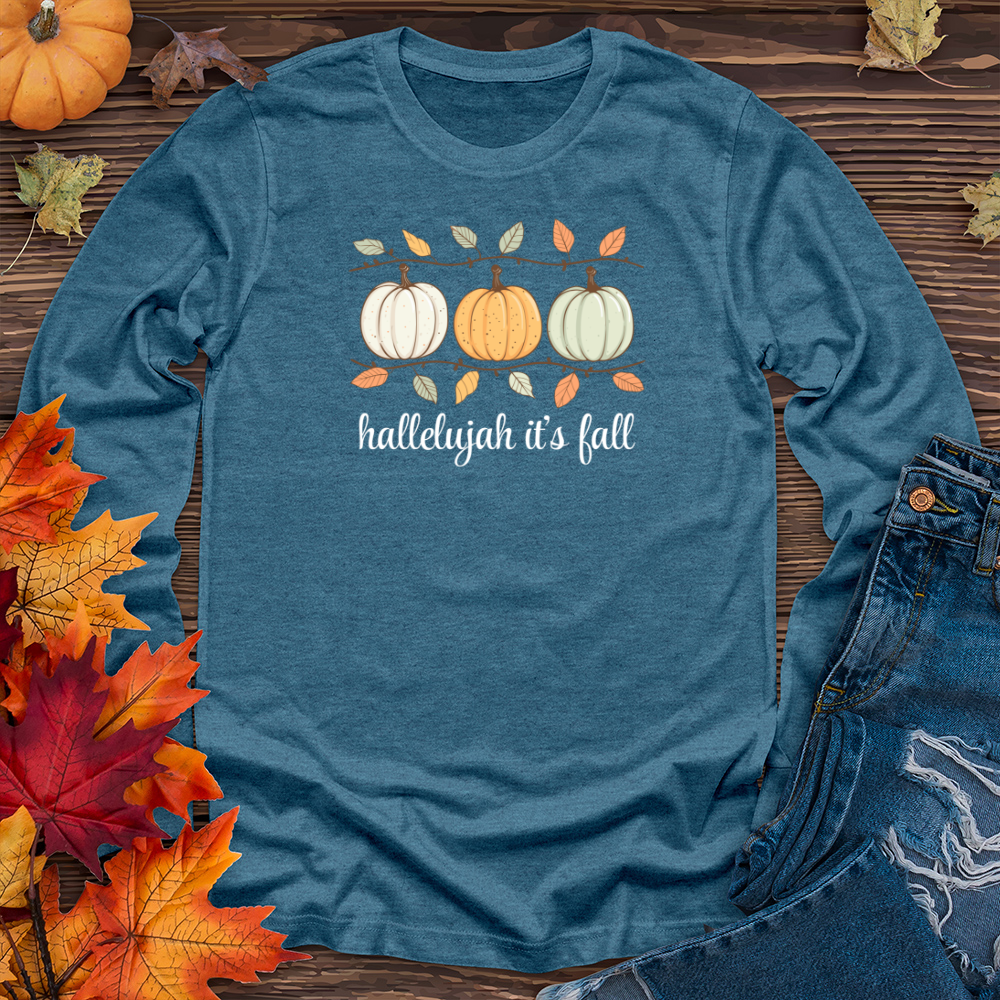 Orange Pastel Pumpkin Trio Long Sleeve Tee