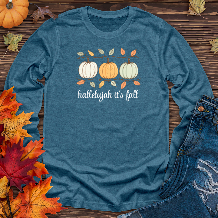 Orange Pastel Pumpkin Trio Long Sleeve Tee