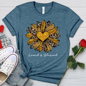 Loved  Blessed Leopard Sunflower Heathered Tee