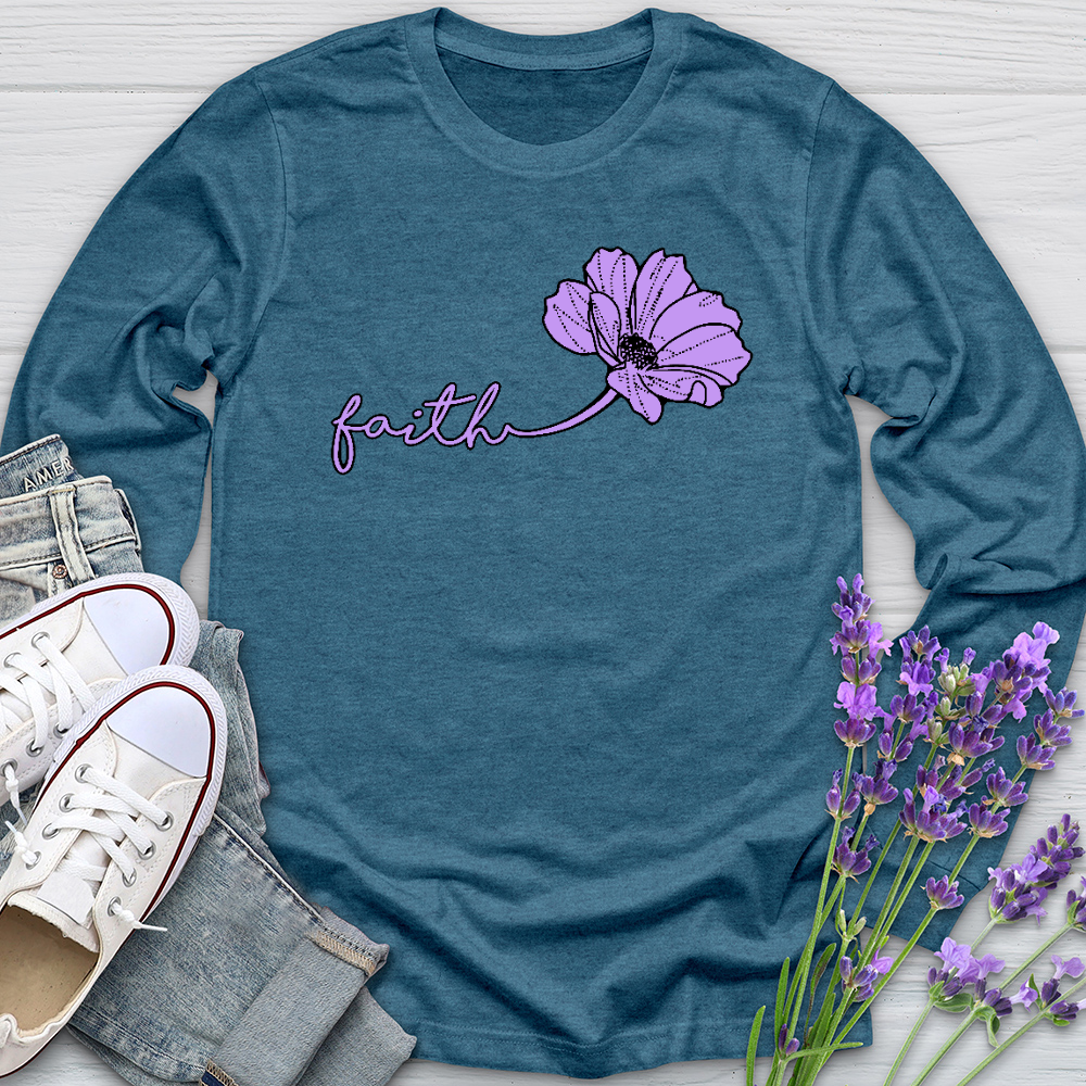 Faith Purple Flower Long Sleeve Tee