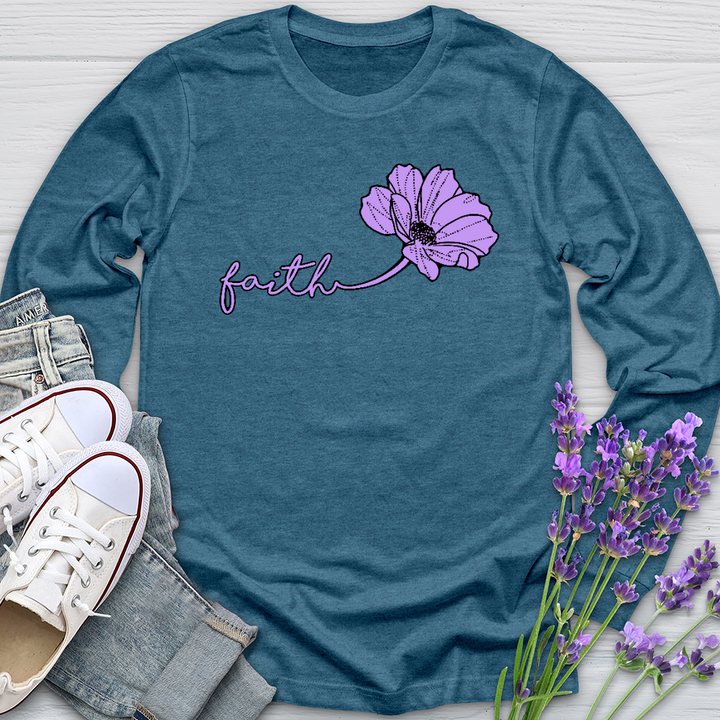 Faith Purple Flower Long Sleeve Tee
