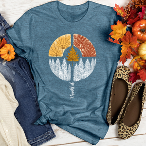 Thankful Pine Trees Circle Heathered Tee