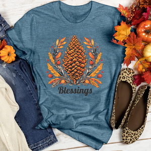 Herringbone Pinecone Blessings Heathered Tee