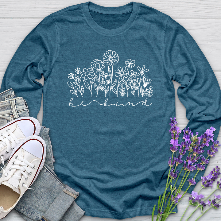Be Kind Garden Flowers Long Sleeve Tee