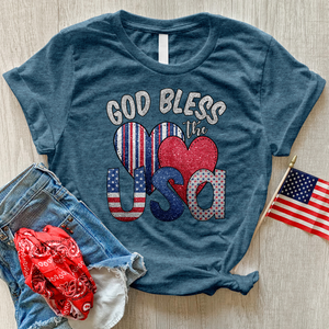 God Bless USA Sparkling Heathered Tee