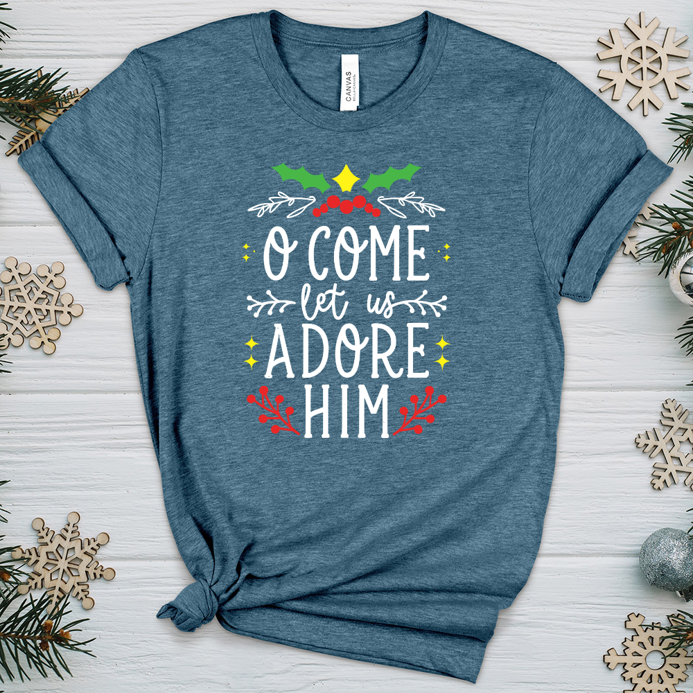O Come Let Us Adore Him Heathered Tee