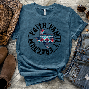 Faith Family Freedom TX Heathered Tee