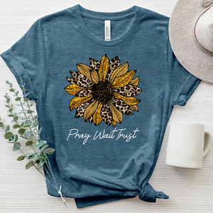 Pray Wait Trust Leopard Flower Heathered Tee