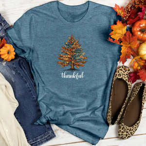 Vintage Cozy Plaid Pine Tree Heathered Tee