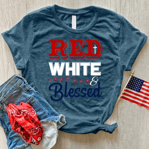 Red White & Blessed Heathered Tee