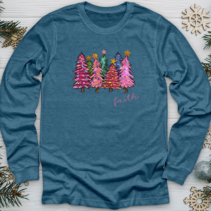 Faith Pink Tree Long Sleeve Tee